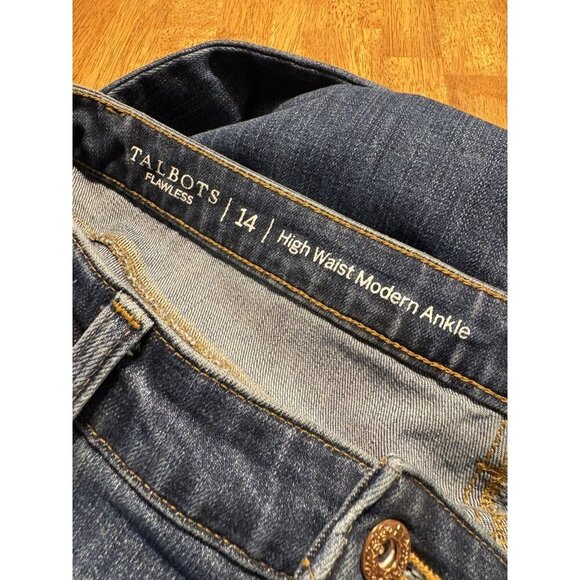 Talbots Modern Ankle Jeans Womens 14 Blue High Waist Denim All Button Up Stretch - Picture 7 of 7